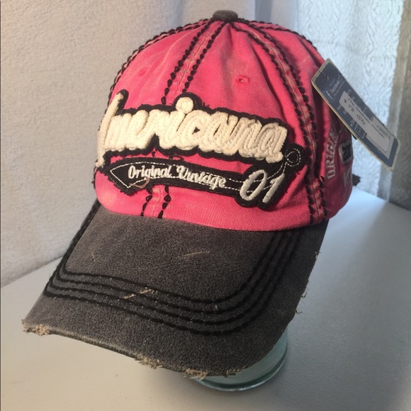 Pink "Americana" Caps w/ Black Stitching - Picture 4 of 12